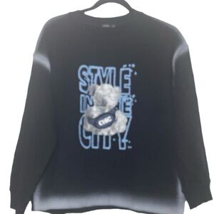 MOMA sweatshirt, black with embellishments, and gray ombré details. Size 38